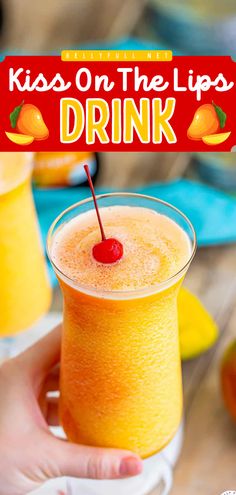 Made with just 4 ingredients including peach schnapps and rum, this Kiss on the Lips Drink tastes just like the one served on Carnival Cruise Line. Ready in just 5 minutes, this fruity frozen cocktail is perfect for summer! Frozen Cocktails Rum, Kiss On The Lips Drink Carnivals, Kiss On The Lips Drink, Carnival Kiss On The Lips Drink, Fruity Frozen Alcohol Drinks, Kiss On The Lips Drink Recipe, Boat Drinks, Peach Snapps Drinks Recipes, Frozen Mixed Drinks Alcohol