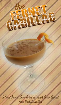 an advertisement for a drink called the ferreti casillag, with orange garnish