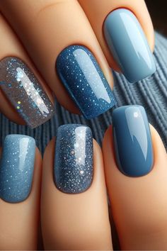 Blue Gel Nails, January Nails, Trendy Nail Art Designs, Nail Polish Ideas, Blue Nail Designs, Polish Ideas, Blue Nail, Trendy Nail Art, Nail Stuff