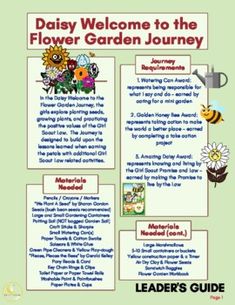 daisy welcome to the flower garden journey poster with information about flowers and their names on it