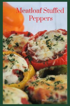 stuffed peppers with cheese and herbs on top