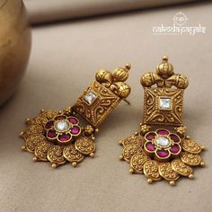 Daily Wear Earrings Gold Indian Latest, Deepika Jewellery, Kasu Earrings Gold, Gold Jhumka Designs, Earrings Gold Indian