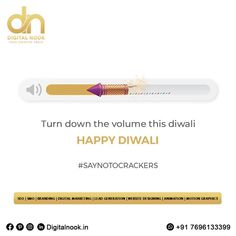 an advertisement for happy diwali crackers with the words, turn down the volume this diwali