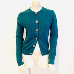 For Sale New With Tags Authentic Marc Jacobs Wool & Silk Blends Emerald Green Cardigan With Rhinestones Buttons In Size Xs. The Cardigan Runs A Size Larger, I Would Say Its A Perfect Small If You Like Your Clothes To Be Fitted. All Original Tags Are Attached! Purchase At Marc Jacobs Boutique. Retails At $1100. Designer Fitted Sweater For Formal Occasions, Elegant Fitted Green Cardigan, Elegant Green Cardigan, Fashion Capsule Wardrobe, Silk Cardigan, Fashion Capsule, Green Cardigan, Capsule Wardrobe, Emerald Green