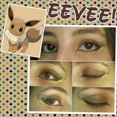 Eevee Costume Makeup, Sylveon Inspired Makeup, Evee Pokemon Makeup, Eevee Makeup Pokemon, Evee Pokemon Halloween Costume, Eevee Costume Diy, Eevee Makeup, Eevee Birthday Party Ideas