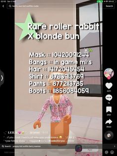 an animated image of a person in a room with pink paint on the floor and text reading rare roller rabbit x blonde buh