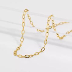 18K Gold Plated Stainless Steel;Waterproof;Length: 35 + 5cm Yellow Gold Link Chain Necklace With Clavicle Chain, Gold Plated Oval Link Clavicle Chain Necklace, Gold Plated Clavicle Chain Necklace With Oval Links, Yellow Gold Oval Link Clavicle Chain Necklace, Gold Oval Link Clavicle Chain Necklace, Gold Chain Link Necklace, Tarnished Jewelry, Gold Chain Necklace, Chain Link Necklace