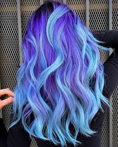 Bright Summer Hair Color, 2024 Haircolors, Mermaid Hair Color Peekaboo, Blue And Purple Hair, Periwinkle Hair, Exotic Hair Color, Blue Purple Hair, Multicolor Hair, Mermaid Hair Color