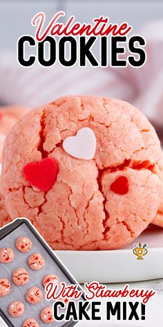 valentine cookies with strawberry cake mix in the middle