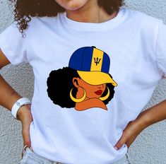 Get ready to rep your Bajan flag at the next  Caribbean carnival. Grab your short shorts and Barbados T Shirt for your the next Crop Over Festival . Whether you are visiting Barbados or want to represent your Bajan roots, this  Bajan flag tee is for you. Rep your Barbados heritage at the next reggae festival, Soca festival or any Caribbean festival in New York, Miami or London. Whine to the latest Soca in your Barbados Flag T-Shirt. Get one for someone who loves to show their Bajan Pride. Take one with you on your next vacation to Barbados. White T-shirt For Summer Fan Gear, Summer Sports Fan T-shirt For Fan Merchandise, Summer Sports Fan Merchandise T-shirt, Summer Sports Fan Tops, Summer Tops With Custom Print For School Spirit, Pre-shrunk Summer Fan Apparel Shirt, Barbados Culture, Caribbean Festival, Barbados Flag