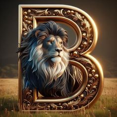 the letter b has a lion's head and is surrounded by golden filigrees