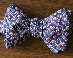 Custom Mens Accessories: Pocket Squares Ties by HandsomeHankies Floral Bowtie, Mini Flowers, Orange And Pink, Pink Mini