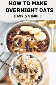 oatmeal in a bowl with bananas and chocolate chips