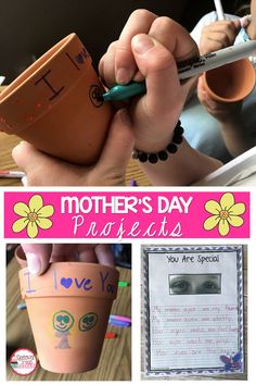 mother's day projects for kids to make with clay pots and crayons