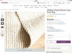 a website page with an image of a knitted blanket