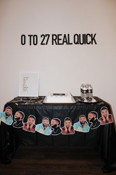 there is a table with pictures on it that says, o to 27 real quick