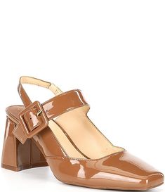 Alex Marie Leighten Patent Square Toe Slingback Pumps | Dillard's Brown Synthetic Slingback Pumps, Synthetic Slingback Pumps With Adjustable Strap, Alex Marie, Women's Heels, Shoes Heels Pumps, Heels Pumps, Gianni Bini, Kurt Geiger, Slingback Pump