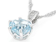 2.16ct Round Concave cut Glacier Topaz With 0.04ctw Round White Topaz Rhodium Over  Silver Pendant With 18"Singapore Chain. Measures Approximately 0.71"L x 0.37"W. 3mm bail. Lobster clasp with 2"extender. Sky Blue Topaz, White Topaz, Blue Topaz, Silver Pendant, Blue Sky, Topaz, Chain, Pendant, Blue