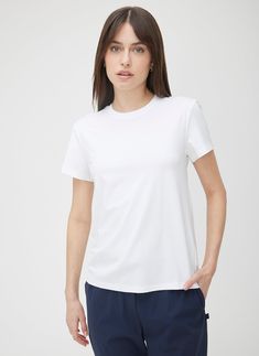 Soho Crew Neck Tee ?? | S || Bright White Classic White Tee, White Tshirt Women, Blank T Shirts, Clothing Mockup, Tshirt Outfits, 3d T Shirts, Slim Pants, Modern Life, Long Hoodie