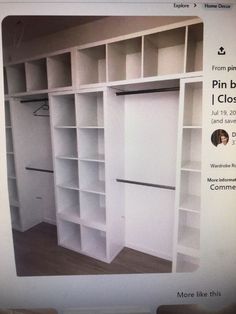 an image of a white closet with lots of shelves