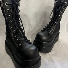 Demonias In Perfect Conditions. Size 6 Demonia Shoes, Shoes Cute, Board Ideas, Costume Ideas, Dream Wardrobe, Shopping List, Shoe Collection, Halloween Costume, Combat Boots