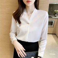 Shipping: Worldwide Express Shipping AvailableDelivery time: 🚚7-15Days Fast ShippingReturns: Fast refund,💯100% Money Back Guarantee.SPECIFICATIONSBrand Name: BONJEANStyle: Office LadyElasticity: Non StrechOrigin: Mainland ChinaCN: GuangdongSeason: Spring/SummerFabric Type: ChiffonMaterial: AcetateMaterial: PolyesterPattern Type: SolidFit Type: Regulai FitAge: MIDDLE AGEThickness: MidweightClothing Length: RegularDecoration: NONEShirts Type: Casual ShirtsDress Patterns: PulloverFabric content: White V-neck Office Blouse, White Office Blouse With Collar, White Long Sleeve Office Tops, White Long Sleeve Tops For Office, White V-neck Blouse For Work, White V-neck Top For Office, White V-neck Blouse For Office, White V-neck Blouse For Office Wear, White Office Lady Tops For Work