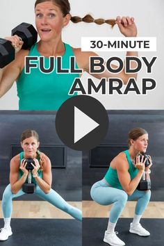 a woman doing the full body arm press up with dumbbells in front of her