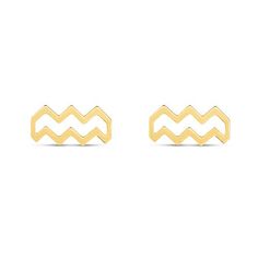 14K Gold Polished Aquarius Stud Earring  Wear your sign as a symbol of your true self. These earrings are a unique accessory for any outfit.  Design Information       Approx. 0.85 gr     Approx. 3/16"L x 3/8'W     14K     Push back clasp Royal Chain, Outfit Design, True Self, Gold Polish, Stud Earring, Accessories Unique, Stud Earrings, Chain, Gold