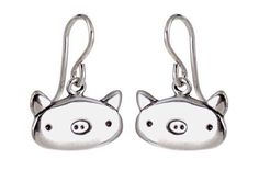 Novelty Hypoallergenic Sterling Silver Earrings, Flying Pig Earrings, Pig Necklace Jewelry, Pig Earrings, Silver Sterling Fish-shaped Earrings, Silver Cat Design Dangle Earrings, Cute Box, Cute Pigs, Animal Fashion