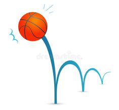 an orange basketball ball flying through the air on top of a blue pole royalty illustration