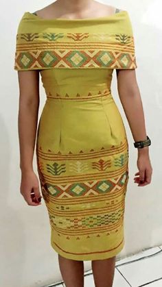 Dress Ulos Batak Modern, Dress Tenun Ntt, Tenun Dress, Simple Formal Dresses, Model Dress Batik, Modern Filipiniana Dress, Gaun Dress, Filipiniana Dress