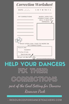 a poster with the words help your dancers fix their corrections