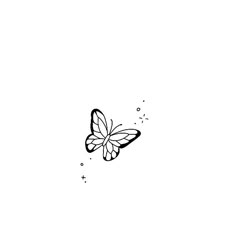 a black and white drawing of a butterfly flying in the air with bubbles coming out of its wings