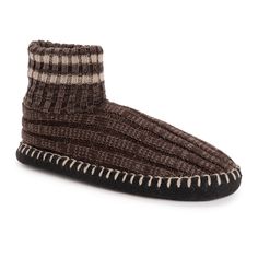 Pull on MUK LUKS Men's Cuff Slipper Boots when temps start to drop. With soft faux shearling lining and foam insoles, these lightweight slippers will keep toes warm and cozy all season long. Brown Outdoor Winter Slippers, Comfy Brown Winter Slippers, Casual Brown Winter Slippers, Brown Indoor Slippers For Winter, Brown Cushioned Slippers For Winter, Cozy Brown Slippers With Rubber Sole, Cozy Brown Slippers For Winter, Brown Slip-on Winter Slippers, Brown Winter Slip-on Slippers