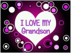 the words i love my grandson in purple and white on a heart shaped background with circles