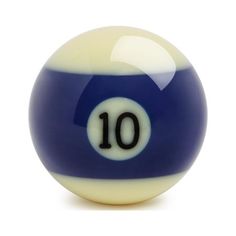 a blue and white pool ball with the number ten in it's center on a white background