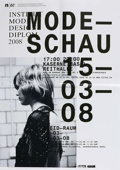 a black and white poster with the words mode schau on it