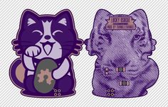 an image of two cats that are in the shape of backpacks, one is purple and