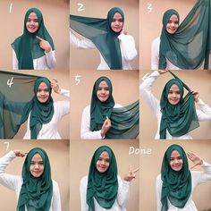 Hijab With Chest Coverage, Hijab With Necklace Tutorial, Chest Covering Hijab Tutorial, Chest Coverage Hijab, Chiffon Hijab Tutorial, Square Hijab Tutorial, Habits Musulmans, How To Wear Hijab, Simple Hijab Tutorial