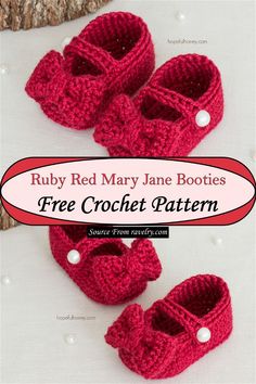 crochet baby booties with free pattern for the ruby red mary jane booties