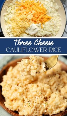 three cheese cauliflower rice in a bowl