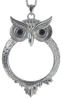 PRICES MAY VARY. Necklace measures 30" long with a 2.5" extender Owl pendant slides open to expose unobstructed magnifying glass Owl slides back into place with magnet 4x magnification, Pendant measures 1.75" in diameter Comes in gift box with non-tarnish white cotton - ready to gift! This beautiful owl magnifying glass pendant is on a 30" chain with a 2.5" extender. The pendant top will slide to the side to allow you to use the magnifier portion unobstructed - perfect for reading small print on Glass Owl, Beautiful Owl, Owl Jewelry, Owl Pendant, Glass Pendant Necklace, Tall Ships, Small Print, Magnifying Glass, Necklace Chain