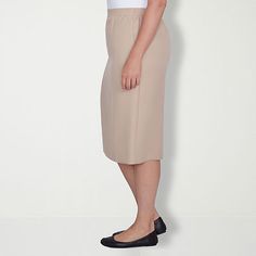 Slip into our suit skirt for a polished and professional look.Front Style: Flat FrontClosure Type: Elastic BackPockets: 2 Side Slip PocketsRise: At WaistApparel Length: 27.5 InchesFiber Content: 100% PolyesterFabric Description: WovenLining: UnlinedSkirt Length: Knee LengthCare: Machine WashSkirt Type: Pencil SkirtsCountry of Origin: Imported Elegant Daywear Pencil Skirt, Classic Knee-length Office Skirt, Classic Stretch Skirt For Work, Classic Stretch Pleated Skirt, Classic Stretch Skirt For Formal Occasions, Daywear Knee-length Stretch Skirt, Classic Midi Pencil Skirt, Classic Formal Skirt With Stretch, Classic Short Skirt In Solid Color