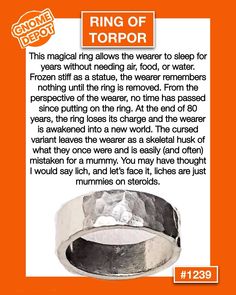 the ring of torpor is shown on an orange and white background with words above it