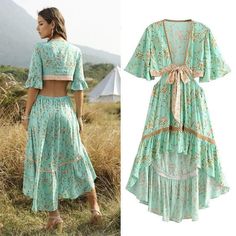 MAISIE High-Low Midi Dress – wickedafstore Gorgeous Summer Dresses, Make A Dress, Bohemian Dresses Long, Attractive Dresses, High Low Midi Dress, Free Spirited Woman, Breezy Dress, Green Midi Dress, Lovely Dresses