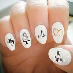 Nail Decals, Wedding Nail Decals, Water Transfer Nail Decals, Nail Tattoo, Fashionable Nail Art, Custom Nail Decals by ShopRisasPieces on Etsy Nail Art Blanc, Nail Art Mariage, Wedding Nail Designs, Wedding Day Nails, Wedding Nail Art, Cross Nails, Nails For Bride, Bridal Nail Art, White Nail Art