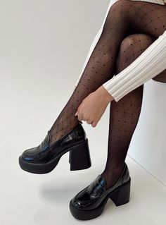 Stockings 100% nylon Delicate sheer material - wear with care Elasticated waistband Best fits up to size US 6 / AU 10 Hand wash only Patterned Stockings Outfit, Black Pantyhose Outfit, Stockings Outfit Vintage, Skirt And Stockings Outfit, Feet Slippers, Black Stocking, Stockings Outfit, Lace Stockings, Fall 24