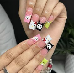 Hello Kitty Nail, Hello Kitty Nails Art, Kitty Nail, Girly Acrylic Nails, Work Nails, Hello Kitty Nails, Pretty Gel Nails, Unique Acrylic Nails