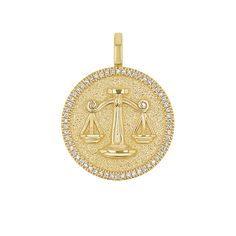 This sparkly and bold Zodiac charm is a stunning symbol of the sign that means most to you. Stunningly crafted in 14K Solid Gold, with a luxurious pave set diamond trim all around. This is the perfect centerpiece to complete your layer. Sun sign, Moon sign, yours or another's...it pairs beautifully with our connectors and fits most chains. 

Size: 22mm Diameter 
Approx. 0.40cts diamonds
High Quality G Color VS2 Clarity Natural Diamonds
14K Solid Gold
Lifetime Guarantee
Made in Los Angeles Sun Sign Moon Sign, Erica Mena, Moon Signs, Sun Sign, Hermes Bag, Necklaces Bracelets, Natural Diamonds, Gold Diamond, Solid Gold