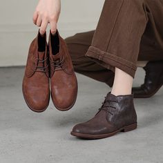 Oxfords For Women Lace Up Flat Sole Ankle Boots Handmade Matte Leather Martin Boots Coffee/Brown Brown Flat Boots Outfit Ankle, Flat Boots Outfit, Dark Academia Shoes, Brown Flat Boots, Oxfords For Women, Dress Boots Women, Boots Outfit Ankle, Womens Low Heels, Character Clothing